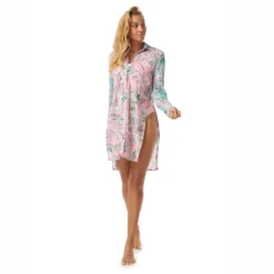 Carmen Marc Valvo Convertible Front Tie Shirt Cover Up - Bellagio Paisley -Sexy Swimwear Store C2J864 970 alt02