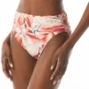 Carmen Marc Valvo Classic Shirred Waist Bikini Bottom - Tiger Lily