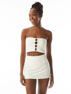 Carmen Marc Valvo Bandeau Crop Bikini Top - Wave Texture -Sexy Swimwear Store C3S487 110 alt02 R scaled