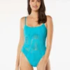 Carmen Marc Valvo Scoop Neck One Piece Swimsuit - Pyramid Texture
