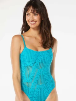 Carmen Marc Valvo Scoop Neck One Piece Swimsuit - Pyramid Texture -Sexy Swimwear Store C4R515 459 alt02 scaled