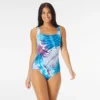 Roxanne Bra Sized Square Neck One Piece Swimsuit - Aqua Palm