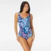 Roxanne Bra Sized V-Neck One Piece Swimsuit - Royal Paisley
