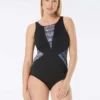 Gabar Chlorine Resistant Print Inset High Neck One Piece Swimsuit - High Tide