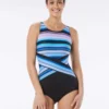 Gabar Chlorine Resistant High Neck One Piece Swimsuit - Atlantic Stripe