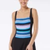 Gabar Chlorine Resistant Square Neck Swim Dress - Atlantic Stripe