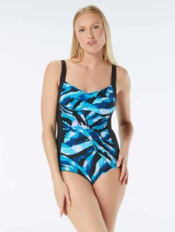 Gabar Chlorine Resistant Twist Bra One Piece Swimsuit - Tide Pool