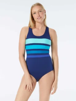 Gabar Chlorine Resistant Scoop Neck One Piece Swimsuit - Color Blocked Solids