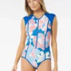 Beach House Sport Endurance Zip Front One Piece Swimsuit - Sea Lily