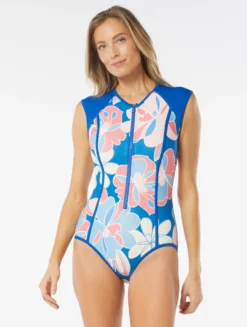 Beach House Sport Endurance Zip Front One Piece Swimsuit - Sea Lily