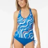 Beach House Sport Ambition Fitted Cross Back Tankini Top - Ribbon Stripe
