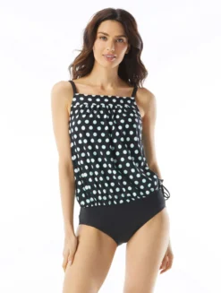 Beach House Swim Audrey Blouson Tankini Top - Retro Dot