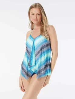 Beach House Swim Kerry Mesh Layer Underwire Tankini Top - Sunset Stripe