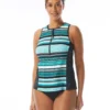 Beach House Sport Racer Zip Front Tankini Top - Shorelines