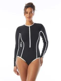 Beach House Sport Sculpt Long Sleeve Zip Front One Piece Swimsuit - Piping -Sexy Swimwear Store H22717 001 alt02 R scaled