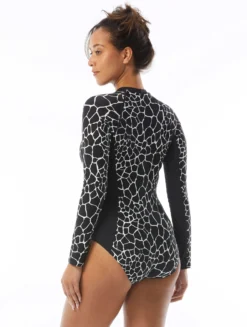 Beach House Sport Sculpt Long Sleeve Zip Front One Piece Swimsuit - Desert Giraffe -Sexy Swimwear Store H28954 001 alt02 R scaled