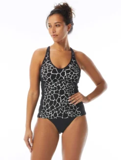 Beach House Sport Ambition Slim Fit Cross Back Tankini Top - Desert Giraffe