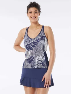 Beach House Sport Ambition Fitted Cross Back Tankini Top - Paradise Palm