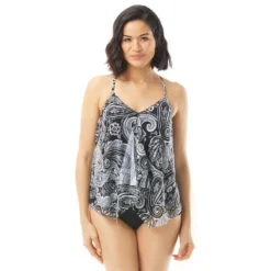 Beach House Kerry Mesh Layer Underwire Tankini Top - Bay Dreaming