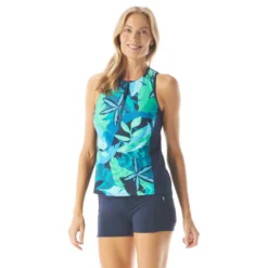 Beach House Sport Racer Zip Front Tankini - Girl's Best Frond -Sexy Swimwear Store H66951 511 alt02