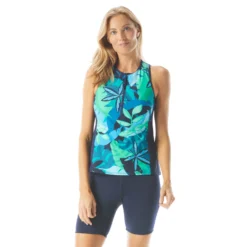 Beach House Sport Racer Zip Front Tankini - Girl's Best Frond -Sexy Swimwear Store H66951 511 alt03