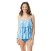 Beach House Swim Jane Ruffle Tankini Top - Seaglass Stripe