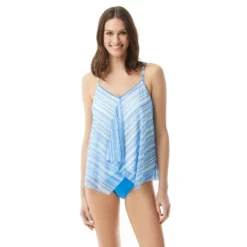 Beach House Swim Kerry Mesh Layer Underwire Tankini Top - Seaglass Stripe