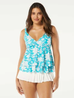 Beach House Swim Tana Double Ruffle Underwire Tankini Top - Coastal Botanical -Sexy Swimwear Store H92535 447 alt02 scaled
