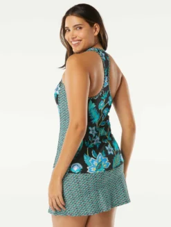 Beach House Swim Erinna Racerback Zipper Front Tankini Top - Vineyard Floral -Sexy Swimwear Store H95866 001 alt03 scaled