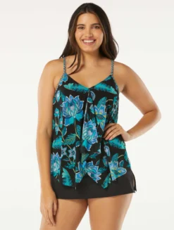 Beach House Swim Kerry Mesh Layer Underwire Tankini Top - Vineyard Floral