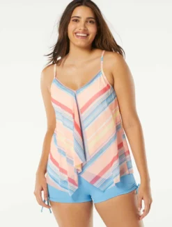 Beach House Swim Kerry Mesh Layer Underwire Tankini Top - Parade Stripe -Sexy Swimwear Store H97893 970 alt02 scaled