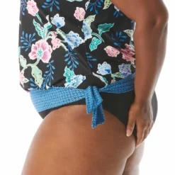 Beach House Plus Size Sarah Side Tie Blouson Tankini Top - Floral Fantasy -Sexy Swimwear Store HW04012 004 alt02