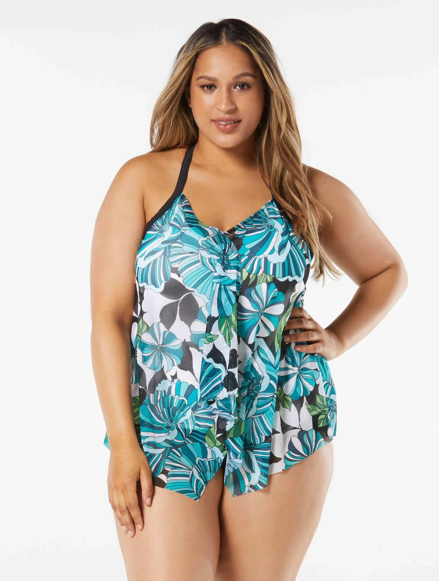 Beach House Swim Plus Size Kerry Mesh Layer Tankini Top - Deco Garden 6 Beach House Swim Plus Size Kerry Mesh Layer Tankini Top - Deco Garden - Image 6