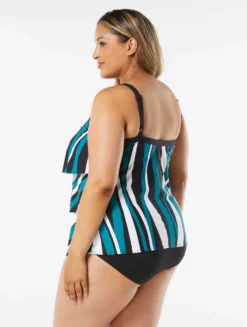 Beach House Swim Plus Size Jane Ruffle Tiered Tankini Top - Wave Pool Stripe -Sexy Swimwear Store HW08096 001 alt01 R scaled