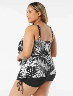Beach House Swim Plus Size Jane Ruffle Tiered Tankini - Abstract Palm -Sexy Swimwear Store HW14096 001 alt03 R scaled