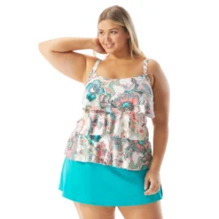 Beach House Swim Plus Size Jane Ruffle Tankini Top - Moroccan Bloom -Sexy Swimwear Store HW15096 100 alt02