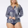 Beach House Sport Plus Size Ava Zip Front Rash Guard - Paradise Palm