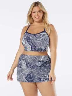 Beach House Sport Plus Size Plateau Racerback Crop Bikini Top - Paradise Palm