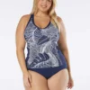 Beach House Sport Plus Size Ambition Fitted Cross Back Tankini Top - Paradise Palm