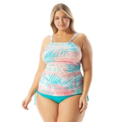 Beach House Swim Plus Size Blair High Neck Tankini Top - Frond Of You
