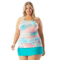 Beach House Swim Plus Size Blair High Neck Tankini Top - Frond Of You -Sexy Swimwear Store HW82130 351 alt02