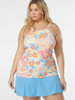 Beach House Swim Plus Size Blair High Neck Tankini Top - Newport Floral -Sexy Swimwear Store HW98374 970 alt02 scaled