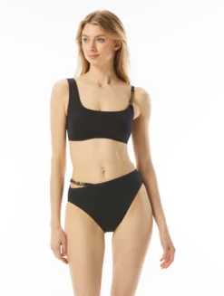 MICHAEL Michael Kors Logo Chain Bikini Top - Signature Solids