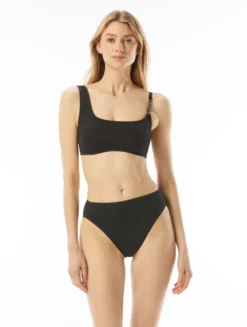 MICHAEL Michael Kors Logo Chain Bikini Top - Signature Solids -Sexy Swimwear Store MM1K033 001 alt02 R scaled
