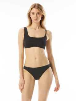 MICHAEL Michael Kors Logo Chain Bikini Top - Signature Solids -Sexy Swimwear Store MM1K033 001 alt04 R scaled