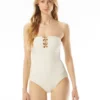 MICHAEL Michael Kors Bandeau One Piece Swimsuit - Decadent Texture