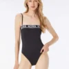 MICHAEL Michael Kors Square Neck Underwire One Piece Swimsuit - Logo Elastic Solids