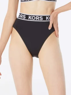 MICHAEL Michael Kors High Waist Bikini Bottom - Logo Elastic Solids