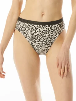 MICHAEL Michael Kors High Leg Bikini Bottom - Abstract Animal