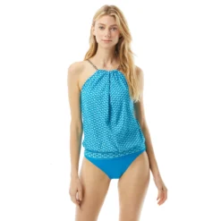 MICHAEL Michael Kors Blouson High Neck Tankini Top - Geo Print
